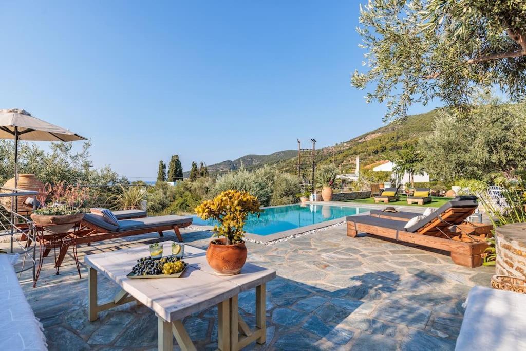 Skopelos Blue Heaven Pool Villa In Olive Grove 외부 사진