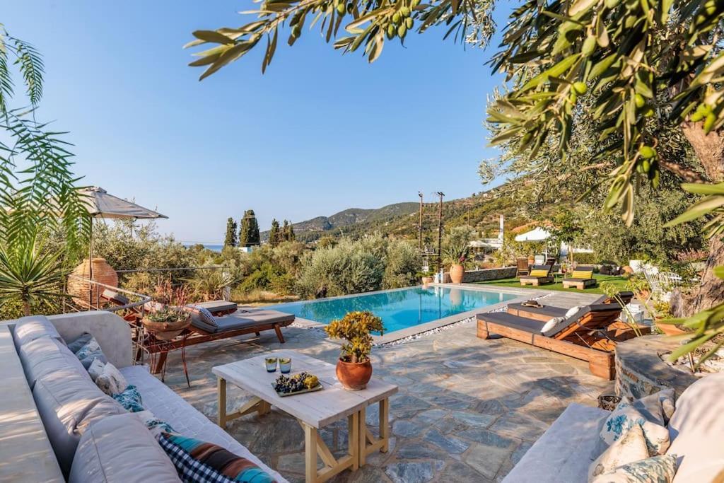 Skopelos Blue Heaven Pool Villa In Olive Grove 외부 사진