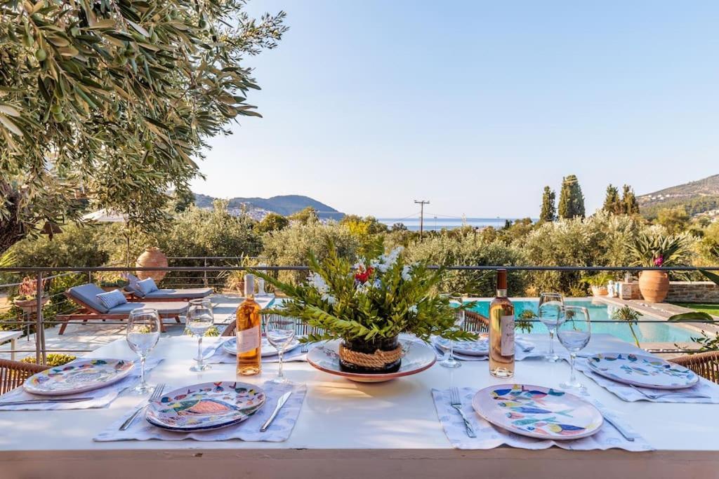Skopelos Blue Heaven Pool Villa In Olive Grove 외부 사진